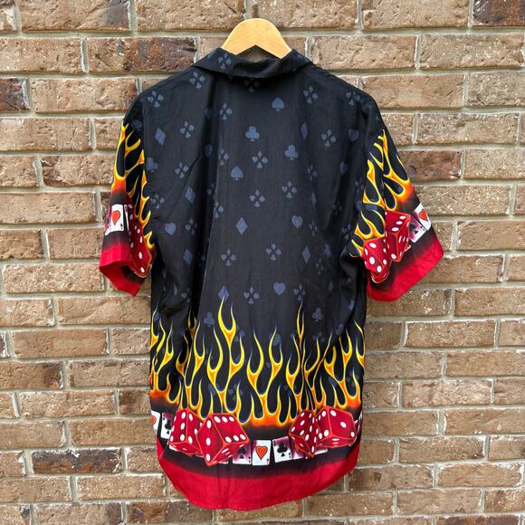 Crazy Vintage Ferugini Jnco Style Flaming Dice Shirt - Picture 3 of 3